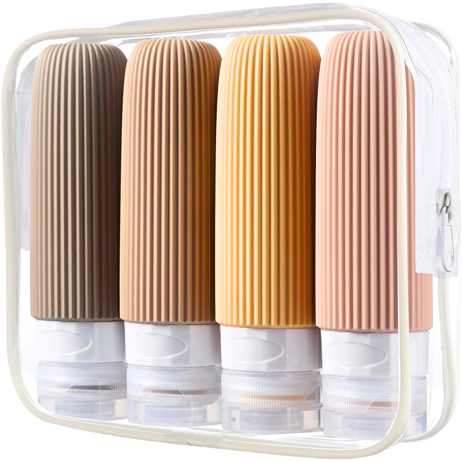 4 Travel Bottles, Toiletry Bottles Set, Portable Silicone Travel Bottles, 90ml Leak Proof Travel Bottles, Airline Approved Toiletries Containers, Refillable Cosmetic Bottles For Shampoo, Lotion, Soap