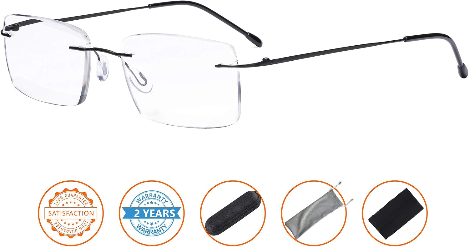 CessBlu Rimless Reading Glasses Lightweight Readers for Men (Black) +0.5 - Image 3