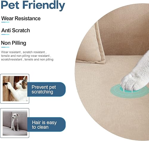 Miniatura 4 de Foreate Funda Reversible para Sofá Manta Funda Seccional para Sofá Manta Protectora para Sofá de 3 Cojines, Lavable a Máquina a Prueba de Arañazos