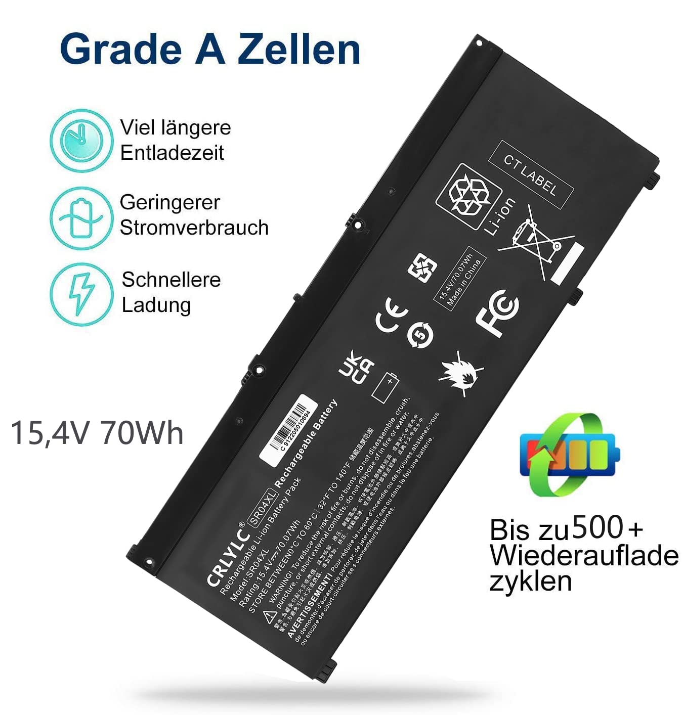 SR04XL Batterie pour HP Omen 2018 15-CE 15T-CE 15-DC 15T-DC 17-CB 17T-CB ZBook 15v G5 Pavilion 15-CB 15T-CB 15-ce000nf ce002ng ce003nf ce005ng ce007ng 15-dc0001ng dc0001nl 15-cb002nl Battery
