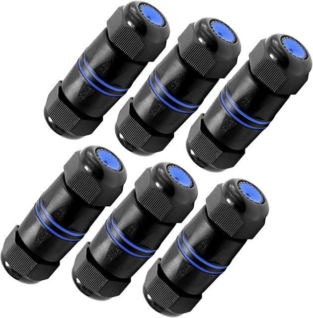 VCELINK Waterproof RJ45 Coupler Cat6/Cat5E/Cat5, 6-Pack IP67 Outdoor Ethernet Cable Connector Female to Female, Shielded Network Extender