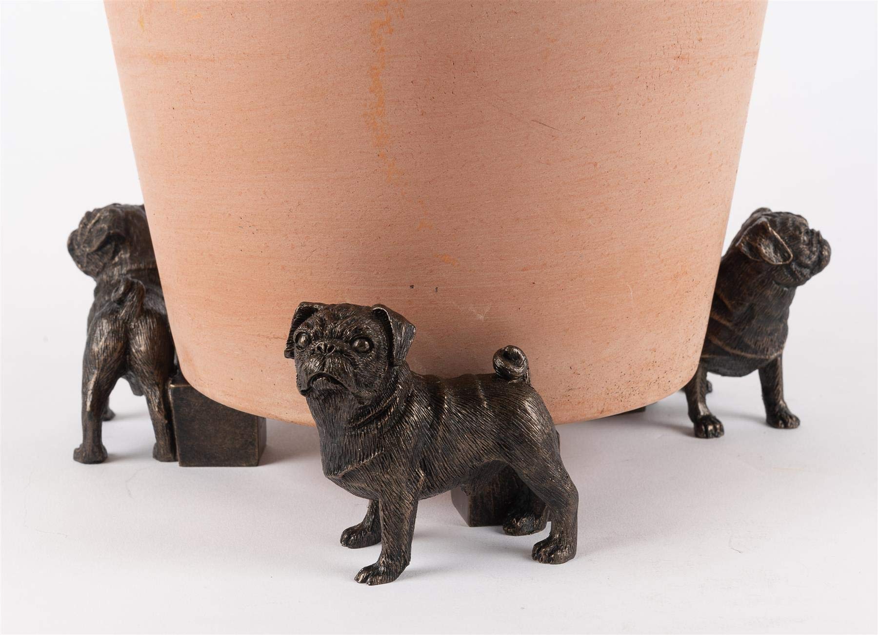 Potty Feet Figurki mopsa na doniczki - podpórka do roślin - ręcznie robione dekoracje - 3 szt