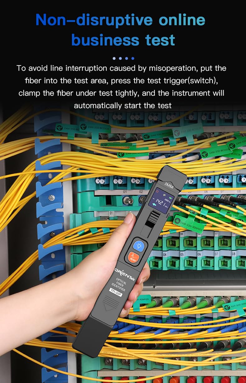 Generic TFI-35P High Precision Optical Fiber Identifier, 800-1700nm OPM -70dBm to +6dBm, Live Fiber Detector, Single/Multi Mode with 4 Fixtures, LED, black, TFI-35P-A-H