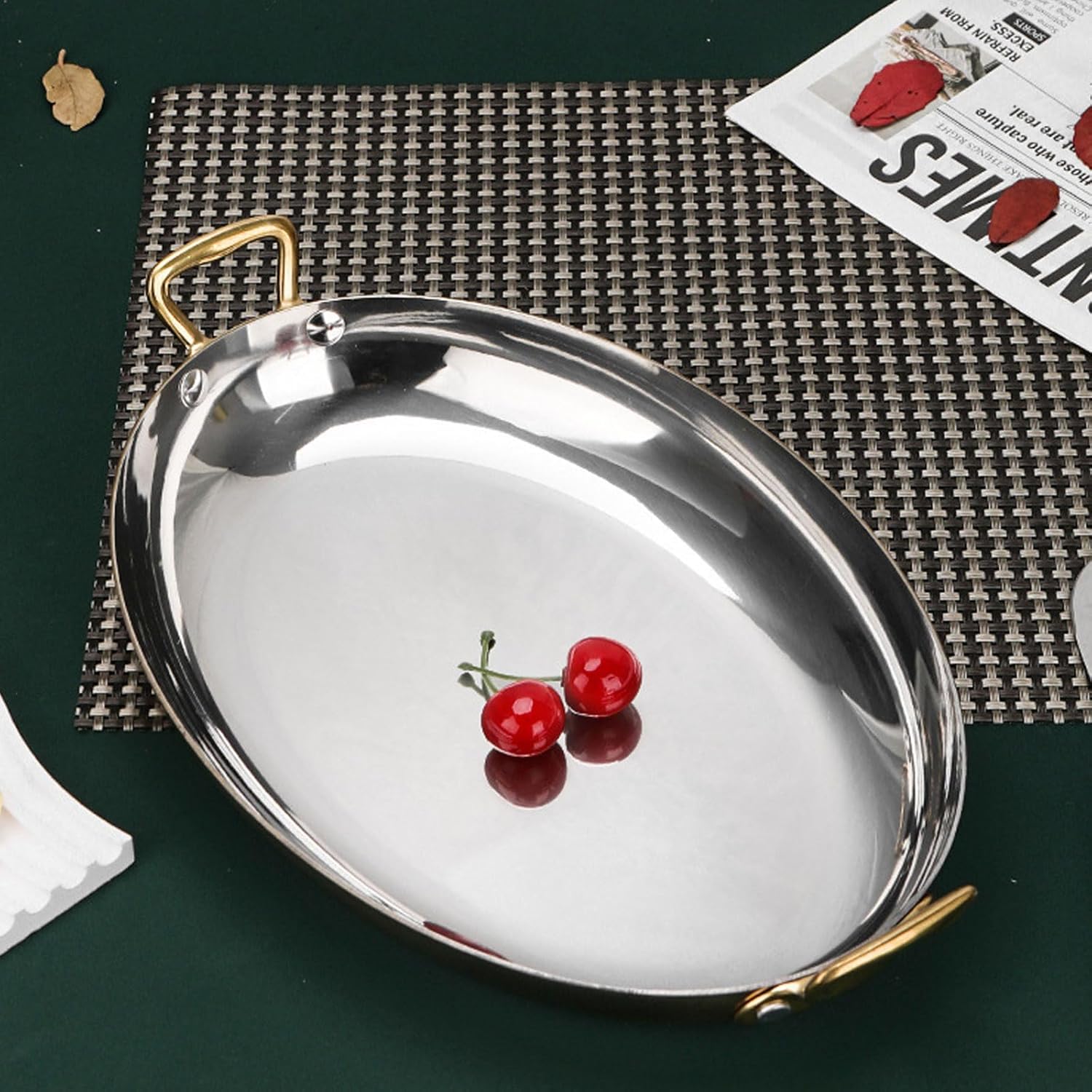 DAEDALUS Tri-Ply Stainless Steel Elliptic Frying Pan 11.8 Inch Nonstick Chef's Pan Skillet, Compatible with All Stovetops Cookware