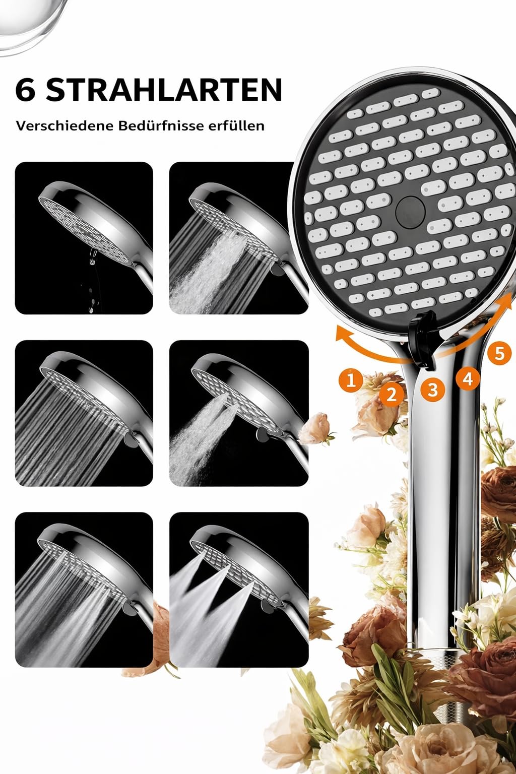 Cobbe Thermostatische Duscharmatur mit 12" eckiger Regendusche, 20" höhenverstellbarer Schienensatz, 6-Modus-Handbrause, 1,5m Schlauch, Dreifach-Wasserauslasssteuerung (Chrom)