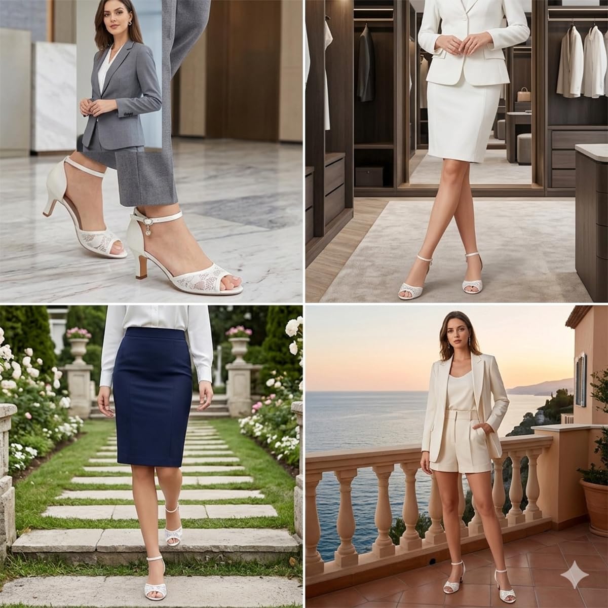 Sandali Donna in Pizzo: Scarpe da Sposa in Raso, Mesh Floreale, Tacco 6,5 cm, Sandalo Slingback per Matrimonio e Party