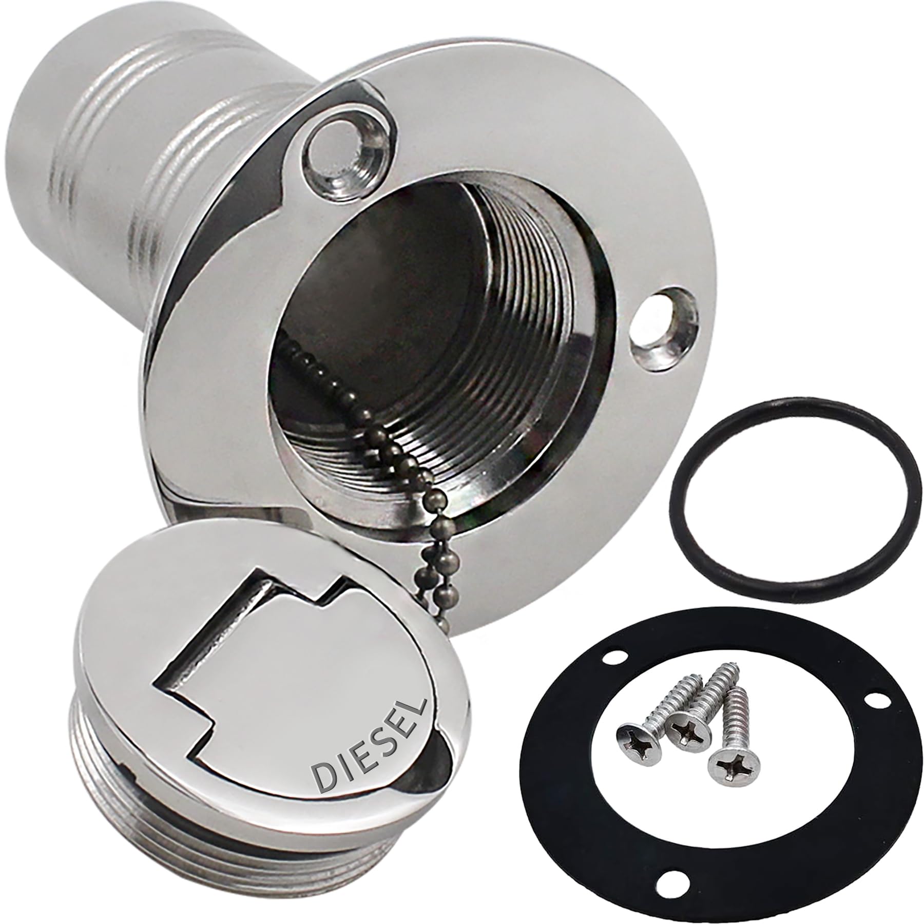Boat Deck Fuel Filler - 1-1/2 Inch 316 Stainless Steel Angled Neck, Keyless Cap, Marine Hardware For Yacht, RV, Truck - View #4