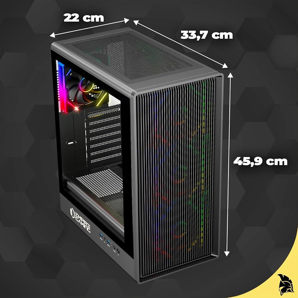 AMANSON PC Case - ATX Mid Tower Case in vetro temperato Gaming Computer