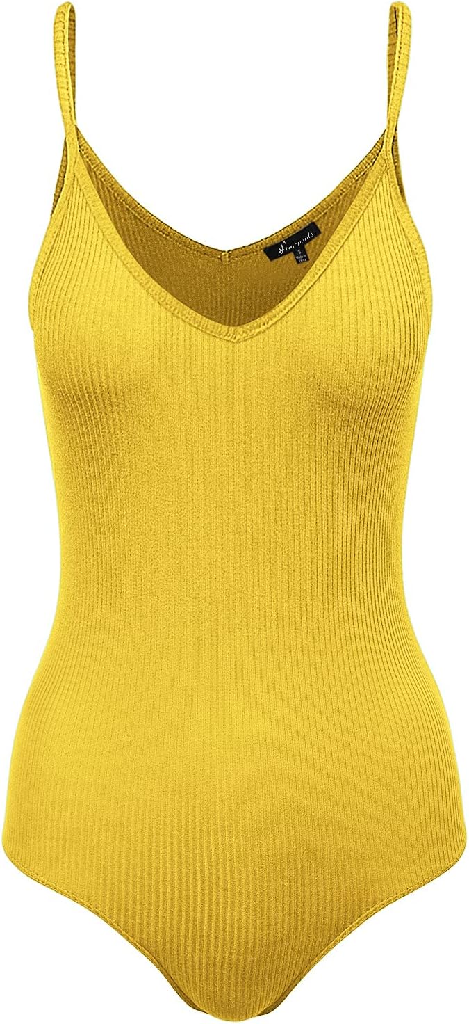 Women’s Tank Top Bodysuits Sexy Ribbed Strappy V-Neck Sleeveless Jumpsuit
