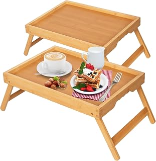 Artmeer FSC 100% Bamboo Bed Trays, Medium, 2-Pack, Natural