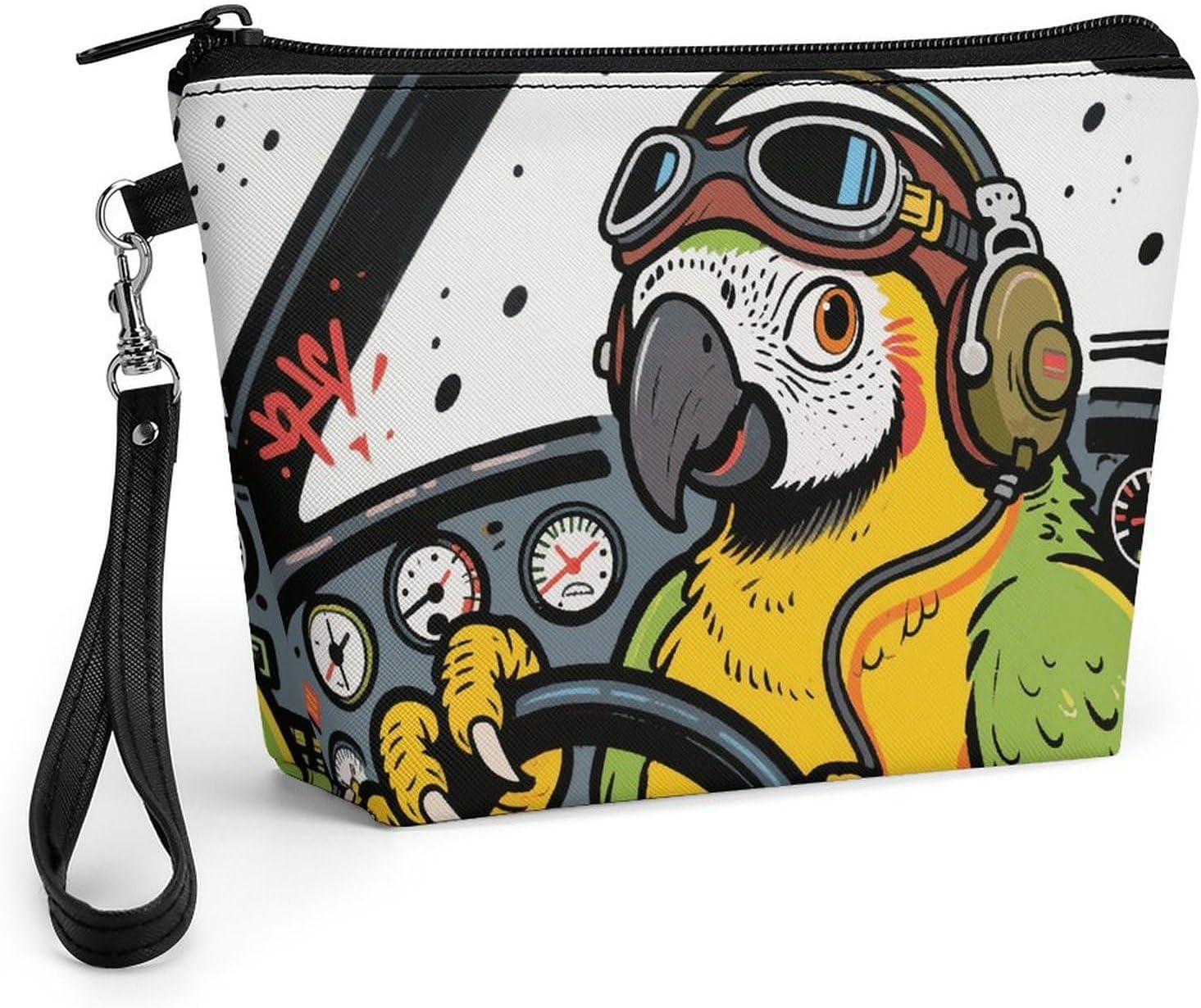 Small Makeup Bag with Handle - PU Leather Funny Pets Cosmetic Bag for Purse Travel Makeup Organizer Toiletry Pouch Portable Zipper Make Up Pouch for Women 8.9x2.6x5.7 in