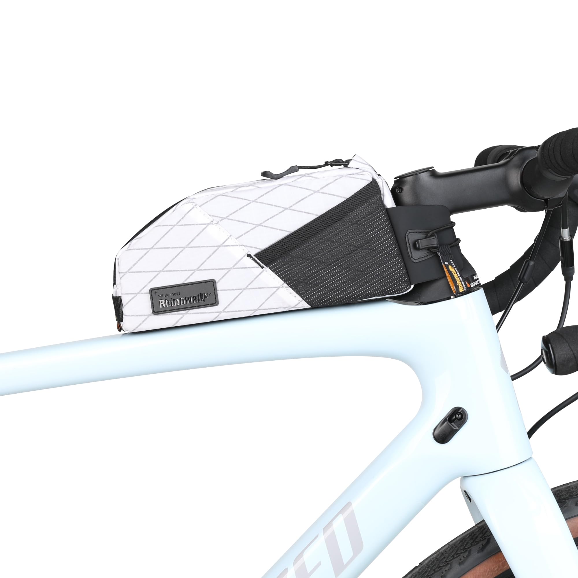 Rhinowalk Bicycle Top Tube Bag Bike Front Frame Bag Waterproof Bolt-On Screw Cycling Accessories Upper Pipe Nylon Pouch Pack for Mountain Road Bike(White)
