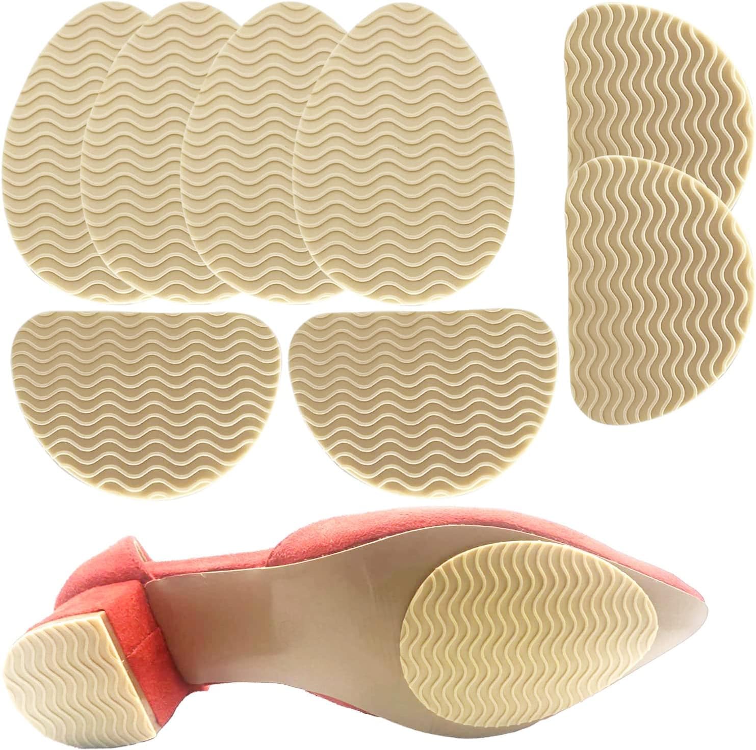 Non Slip Shoes Pads, Self-Adhesive Rubber Anti-Slip Shoe Grips, Sole Stick Protector for Shoes Bottom, Premium Rubber Non-Skid Sole Protector, 4 Pairs