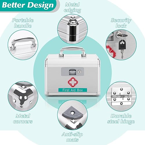 Miniatura 5 de GODLONSEN Caja de bloqueo de medicamentos  10 x 6 x 6.7 pulgadas pequeña  Caja de bloqueo de medicamentos con llave, caja de seguridad para