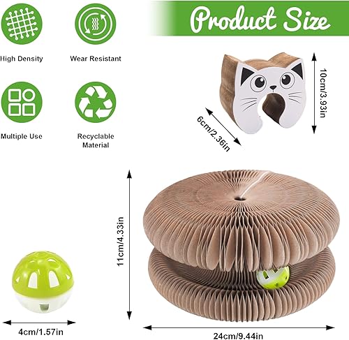 Miniatura 2 de Kitty kurlz Juguete para gatos Magic Organ Scratcher Board & Ball Adventure, Ultimate Interactive Mental & Physical Exercise for Indoor Cats