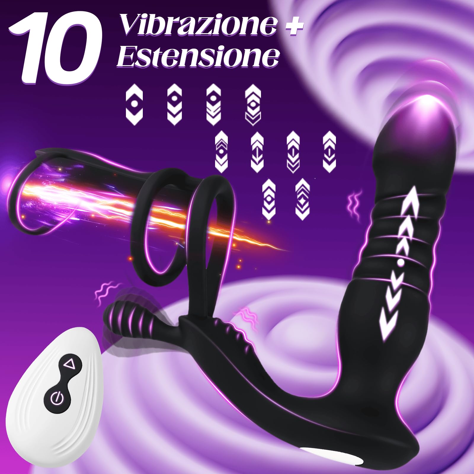 Vibratore Anale Dildo Anale Prostata Vibratore Massaggiatore Prostatico con Anello per Pene Giocattoli Sessuali Silicone Dilatatore Uomo Vibratoreper 10 Modalità di Vibrazione con Telecomando