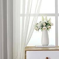 Vista 2 de JUSPURBET 2 cortinas traslúcidas para ventana, panel de cortina semitransparente sólido de lujo para sala de estar, dormitorio al aire libre, 59 x