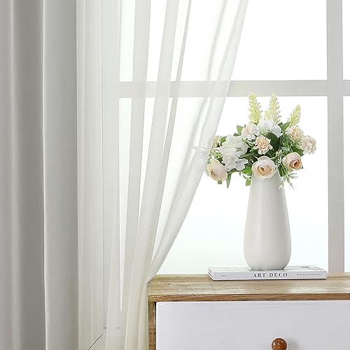 Miniatura 2 de JUSPURBET 2 cortinas traslúcidas para ventana, panel de cortina semitransparente sólido de lujo para sala de estar, dormitorio al aire libre, 59 x