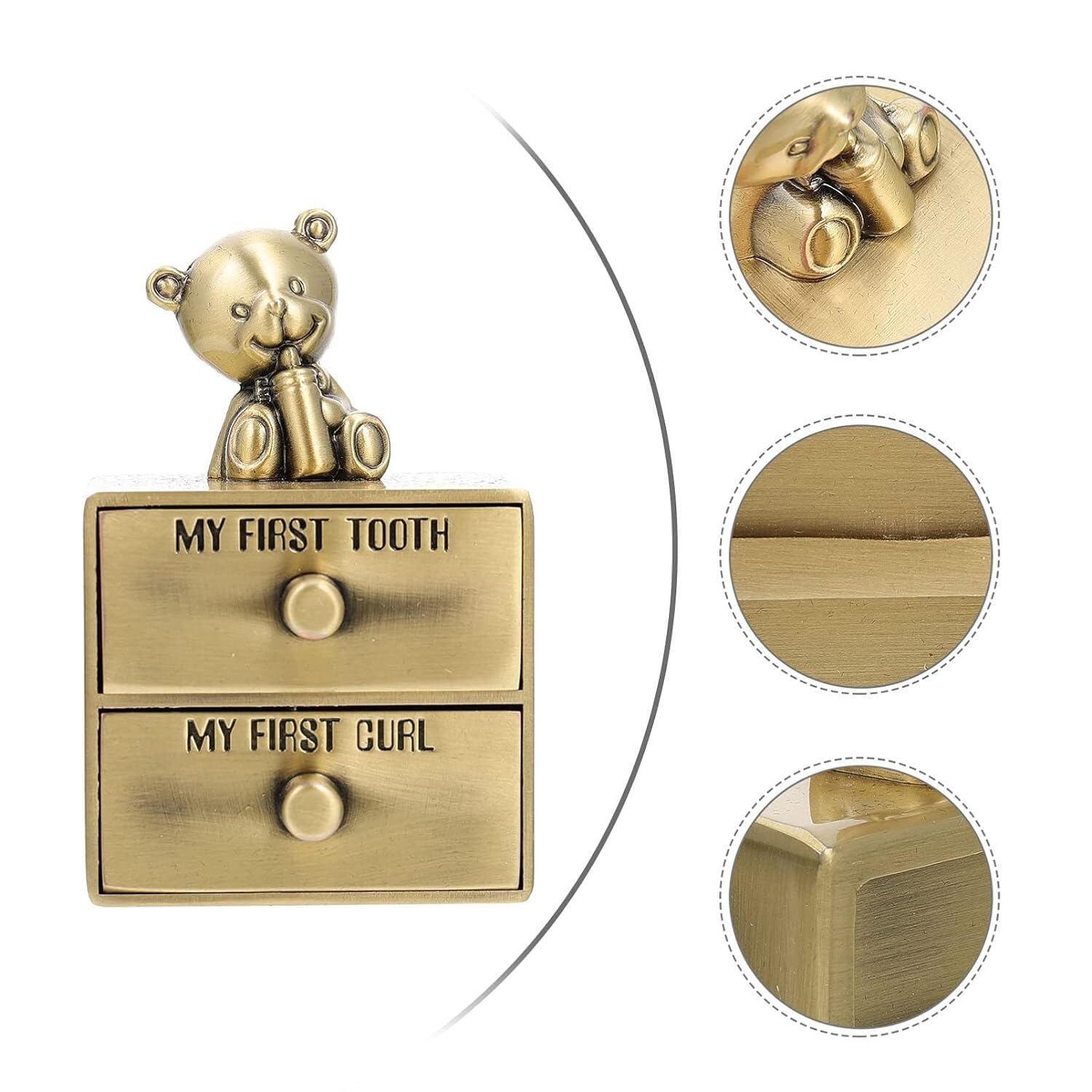 2pcs Recién Nacido Vintage Treasure Saver Keepsake Bandeja hecha a mano Rizo Plateado Bebé Cofre para el almacenamiento Dientes de hadas Personalizado Deciduous Lovely Preservation Regalo antiguo