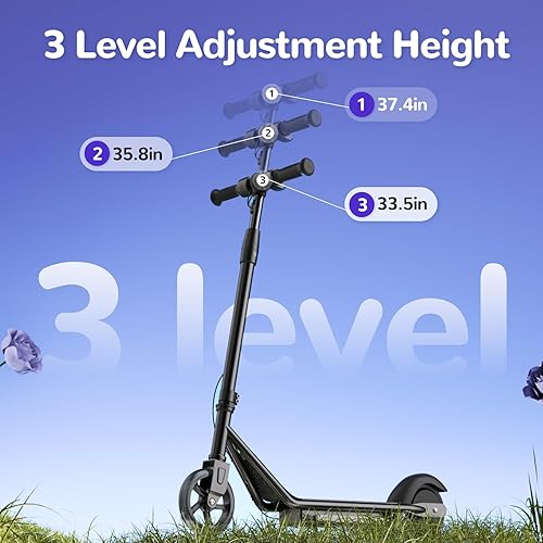 Miniatura 3 de isinwheel Patinete eléctrico para niños de 6 a 12 años, motor de 150 W, velocidades de 610 MPH, luces coloridas, altura ajustable, scooter eléctrico