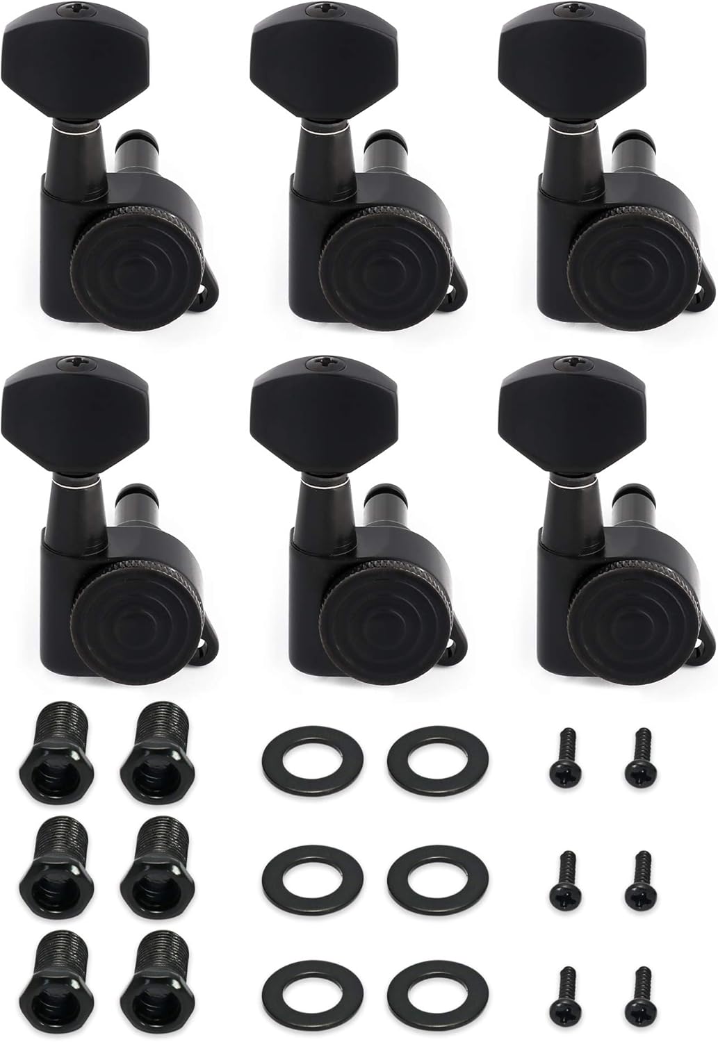 Metallor Locking Guitar String Tuning Pegs 1:18 Gear Ratio Machines Heads Tuners Tuning Keys 6 In Line for Right Handed ST TL LP SG Style Electric Guitar or Acoustic Guitar Parts Accessories Black.