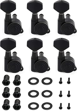 Locking Guitar String Tuning Pegs 118 Gear Ratio Machines Heads Tuners Tuning Keys 6 In Line for Right Handed ST TL LP SG Style Electric Guitar or Acoustic Guitar Parts Accessories Black.