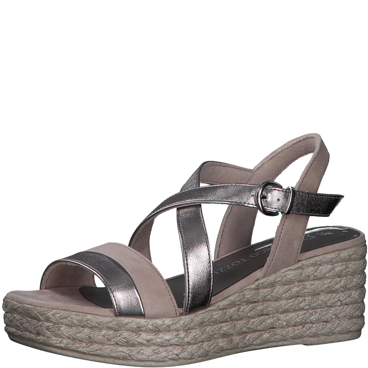 MARCO TOZZI Women's 2-28375-42 Wedge Sandal, Rose Met Comb, 7.5