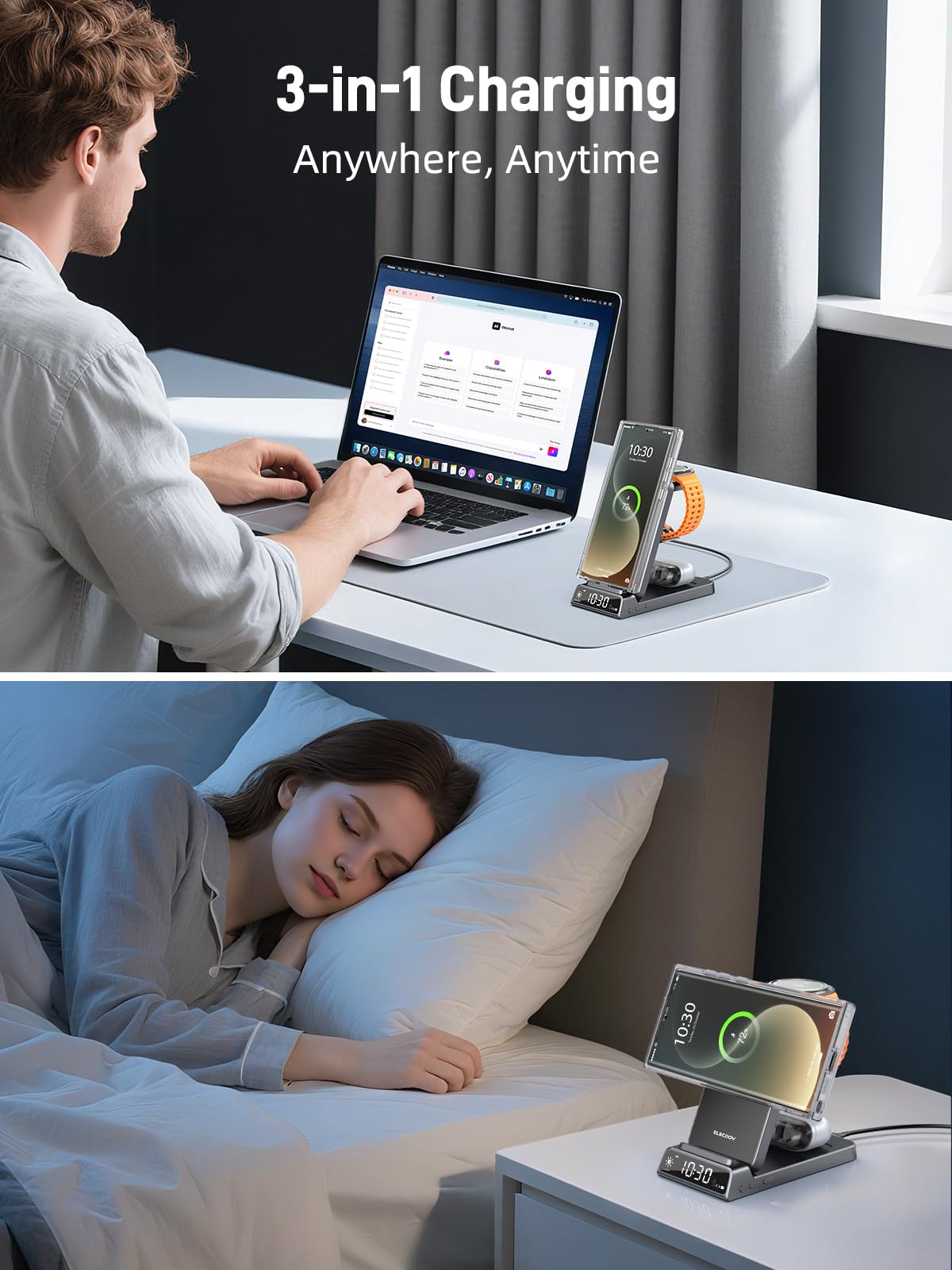Magnetisches Kabelloses Ladegerät für Samsung, 3 in 1 Mag Safe Ladestation für Samsung Galaxy Z Fold/Flip 7/S26 Ultra/S25 Ultra, Faltbares Ladegerät für Galaxy Watch Ultra/8/7/6, Galaxy Buds 4/3 Pro