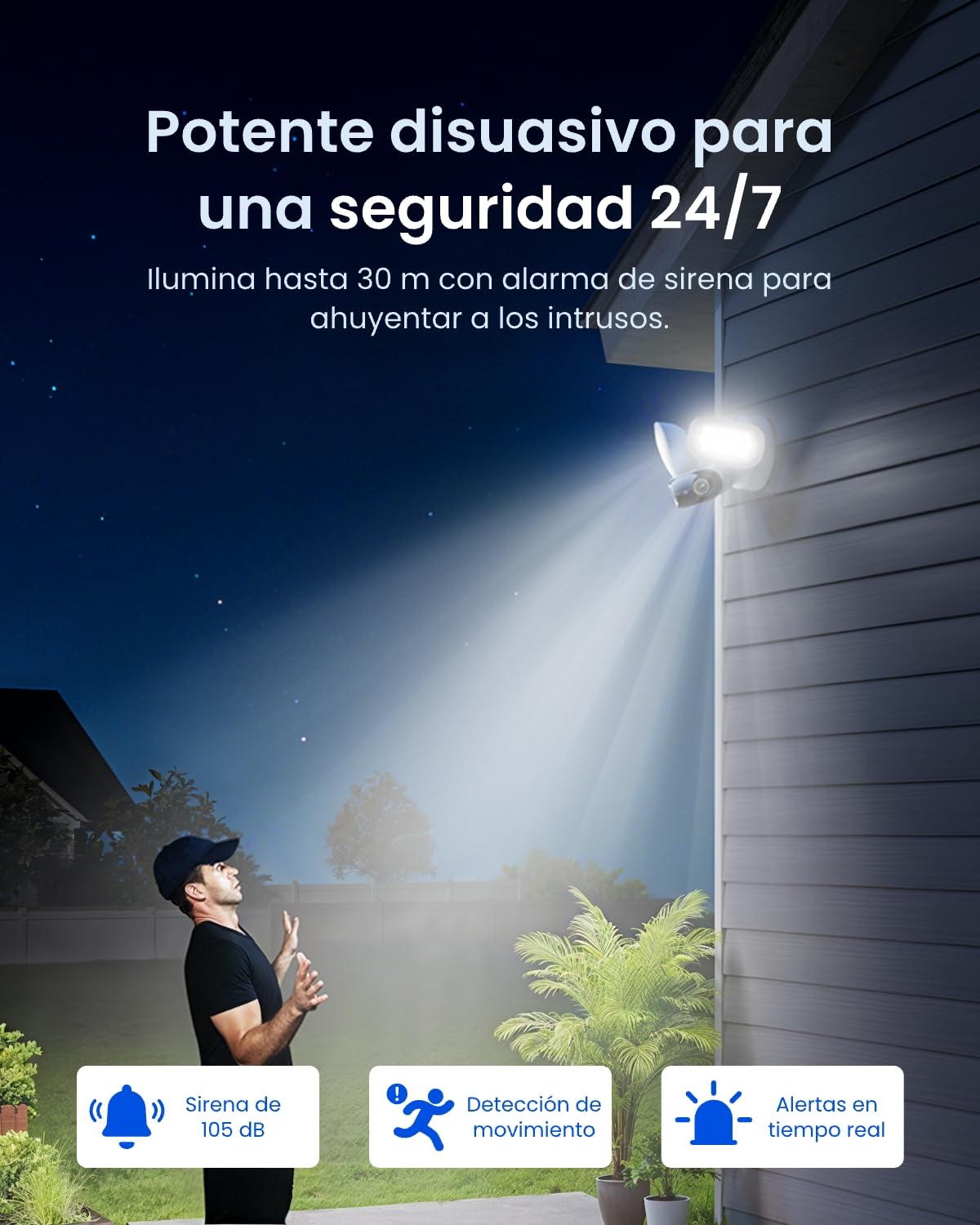 Reolink Camara Vigilancia WiFi Exterior 4K 180°, Elite Floodlight WiFi | Luz Regulable (3000K~6500K), Búsqueda Local de Vídeo IA, Vista Panorámica 180°, Detección IA, Sensor de Movimiento