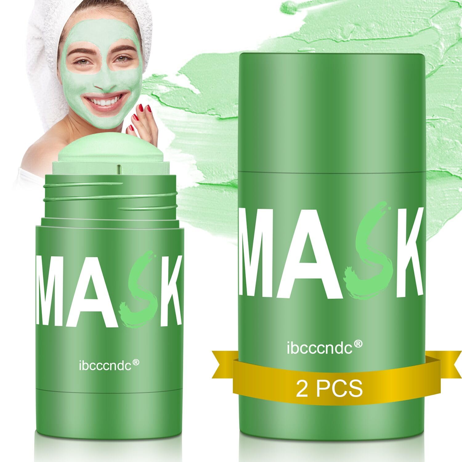Green Tea Deep Clean Mask, Blackhead Remover with Green Tea Extract, Poreless Deep Cleanse Mask Stick For Purifying, Moisturizing, Oil Control Reduce For Women and Men,All Skin Types,2 PCS