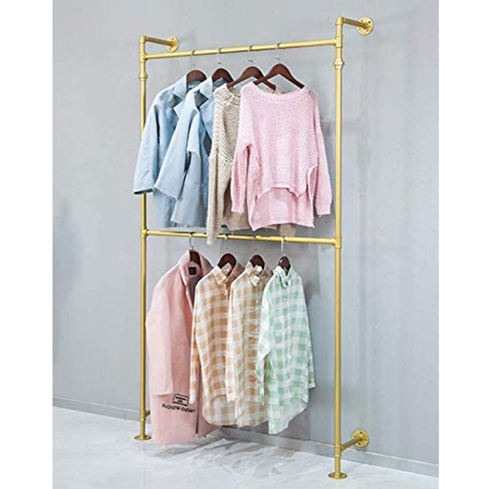 Buy WFDERAN Industrial Pipe Clothing Rack,Wall Mounted Iron Garment Bar