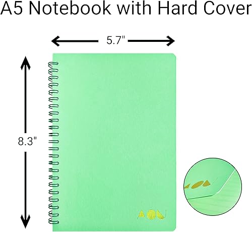 Miniatura 2 de AOU Paquete de 3 cuadernos de espiral rayados, 8.3 x 5.7 pulgadas, 80 hojas160 páginas de papel grueso de 3.53 ozm por cuaderno, bloc de notas con
