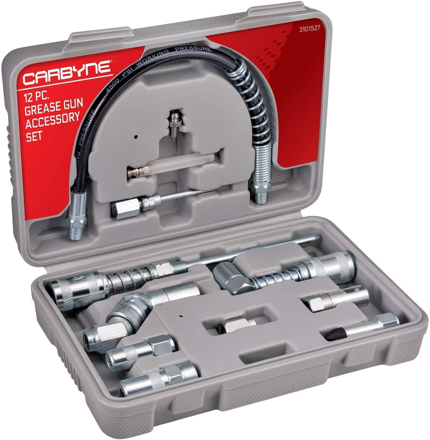 Carbyne Lever Handle Grease Gun and 12 Piece Grease Gun Accessory Set