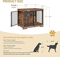 Vista 2 de Mueble de jaula para perros de 31.9 pulgadas con puerta de granero, perrera resistente para interiores con 2 puertas, mesa auxiliar de madera