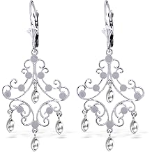 Galaxy Gold GG 14K Solid White Gold Chandelier Earrings for Women Elegant Drop Earrings, Fine Jewelry for Women