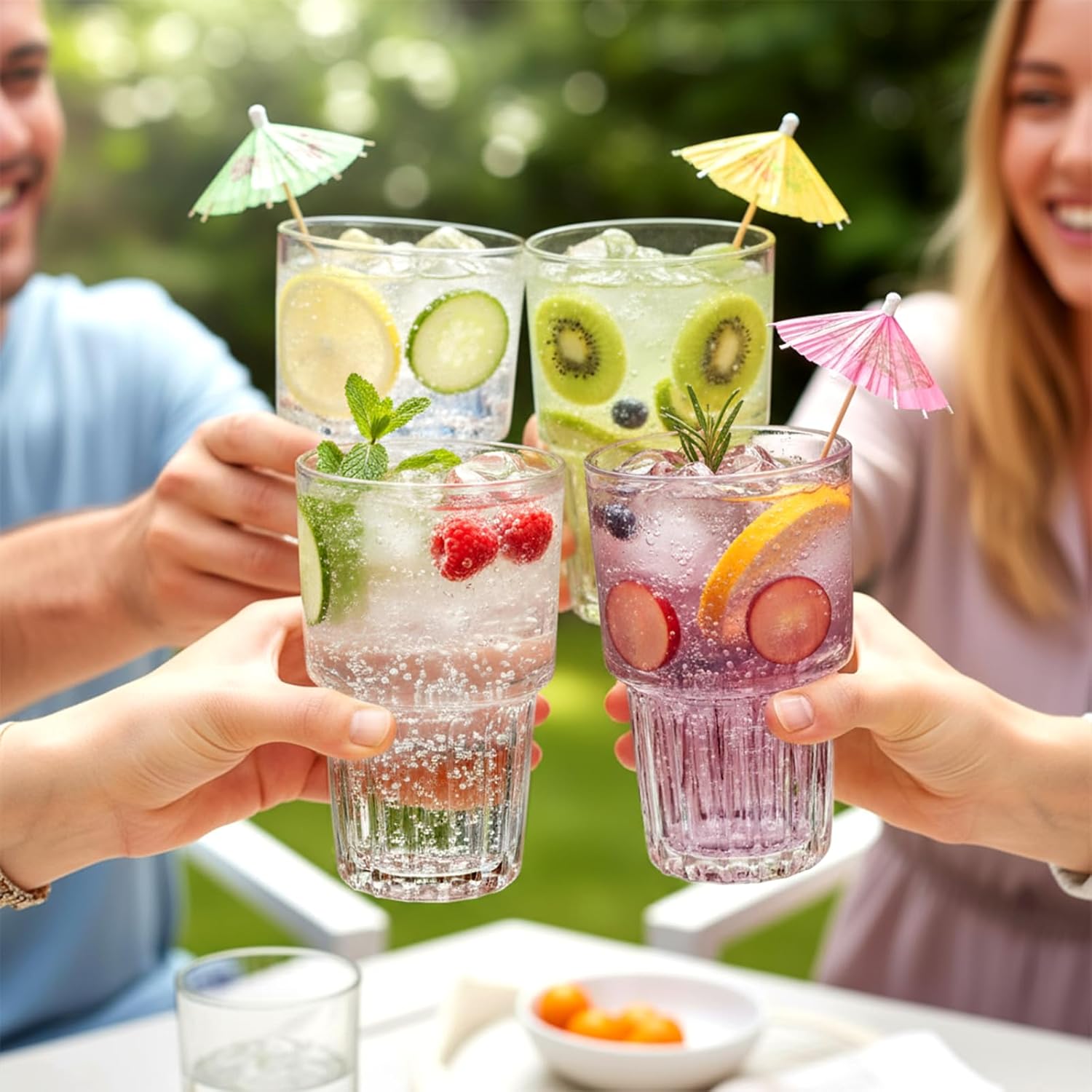 DEAYOU Set of 6 Drinking Highball Glasses, 16 OZ Clear Water Glass Cup, Stackable Thick Tempered Tall Glass Tumbler for Beer, Juice, Cocktail, Whiskey, Iced Tea, Daily Use, Dishwasher Safe, Heavy Base - Image 8