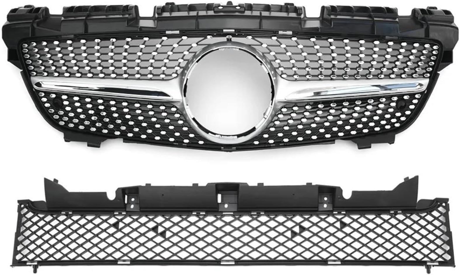 Front Grilles For Mercedes R172 For Benz SLK 2011-2015 Sports Front Grilles Radiator Accessories Grill Race Mesh Lift Cover For Diamond GT St Front Grill (Silver)