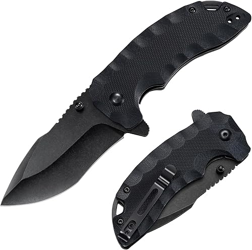 KEXMO Cuchillo de bolsillo para hombres  2.99 pulgadas 8Cr14MoV Blade G10 mango plegable cuchillo de bolsillo con clip  Pequeño cuchillo EDC para
