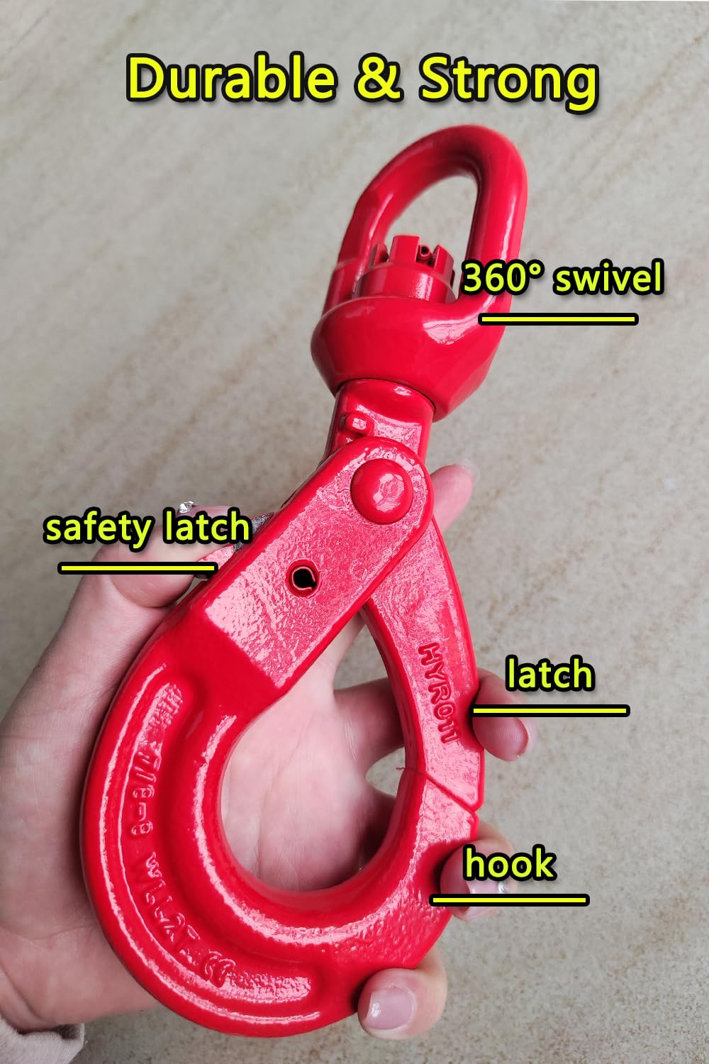 Heavy Duty Swivel Lifting Hook - 2 Ton Capacity -6