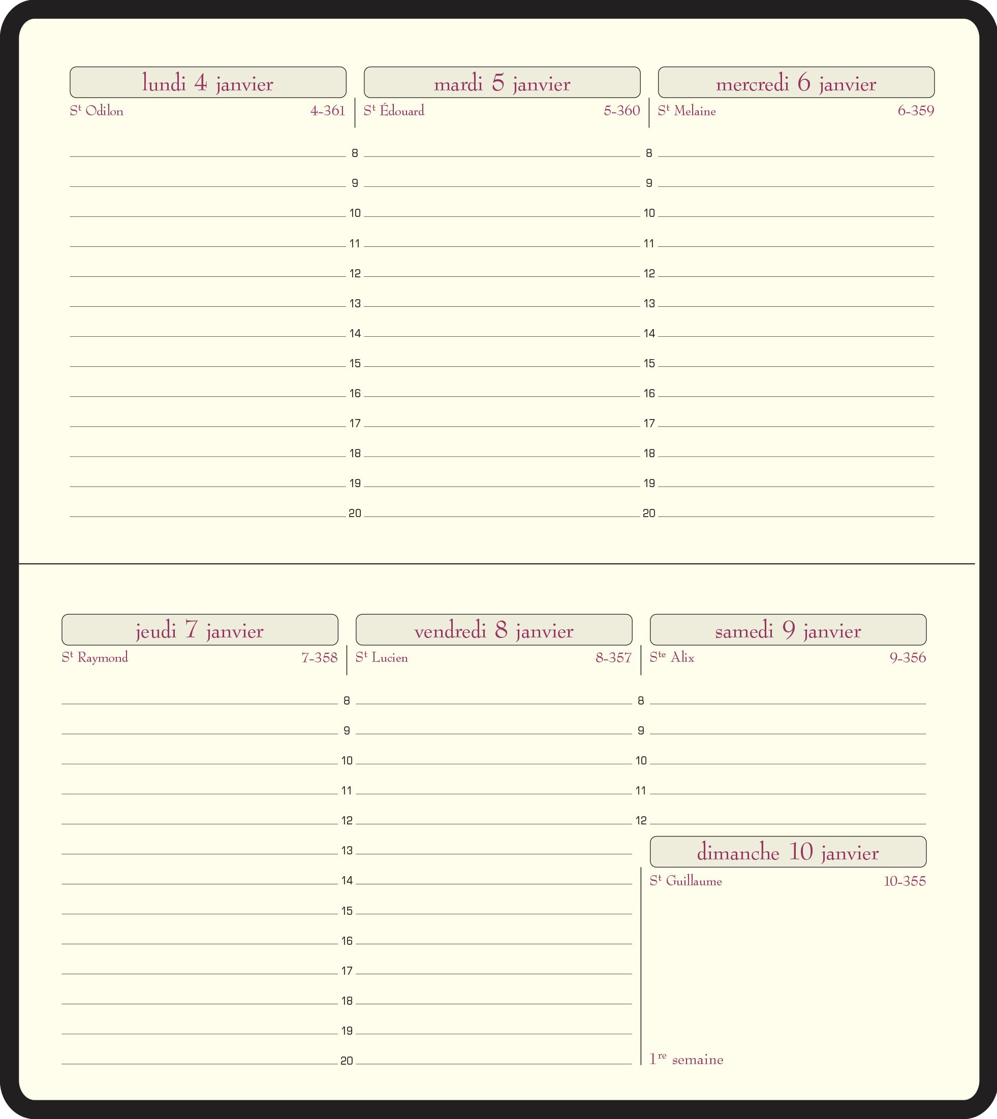 Exacompta Agenda semainier Temporel 16 Cassandra 8,5x16cm - Janv à déc 2026