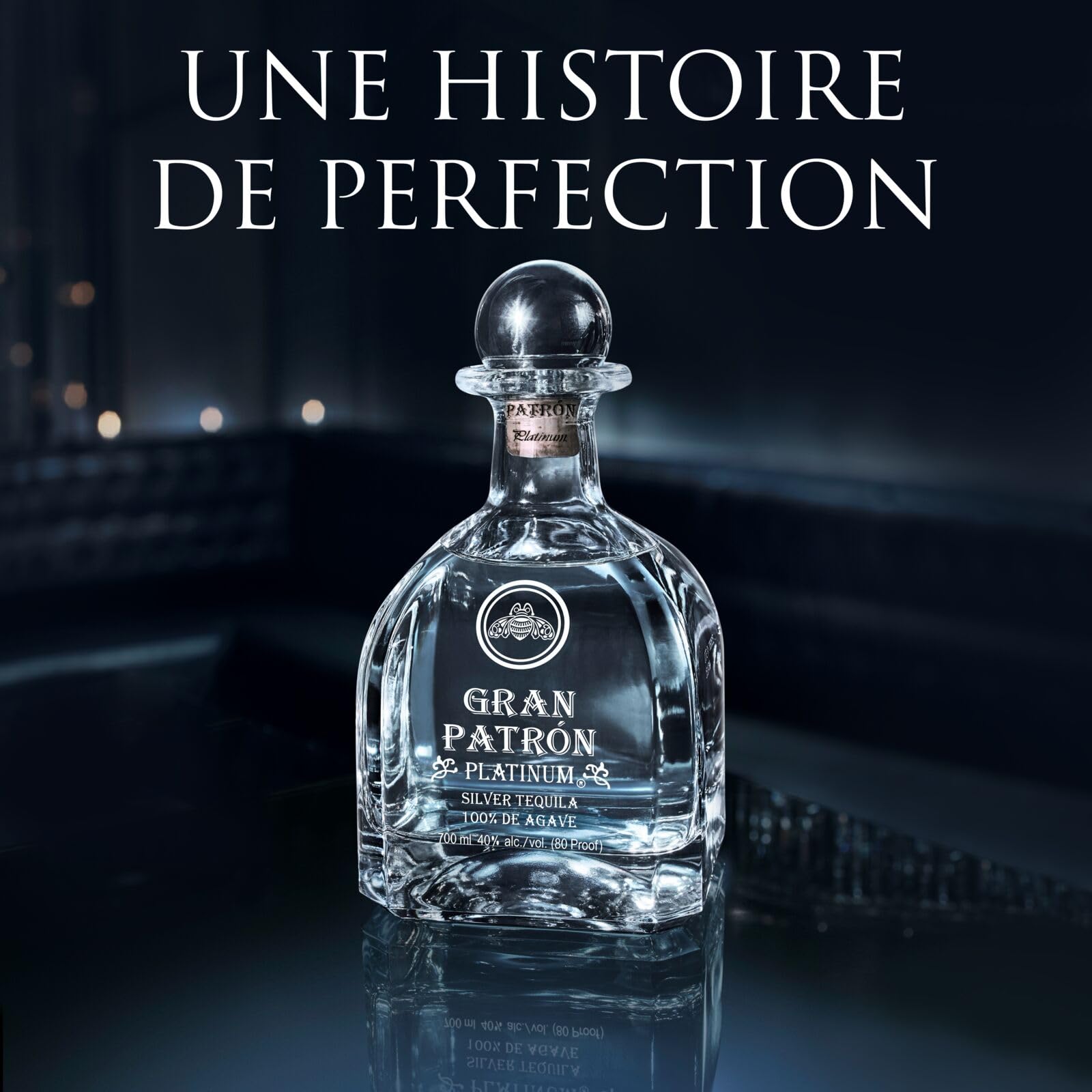 Tequila ultra premium Gran PATRÓN Platinum, 40 % d'alc., 70 cl / 700 ml, produite artisanalement et en petite quantité au Mexique avec les meilleurs agaves bleus Weber
