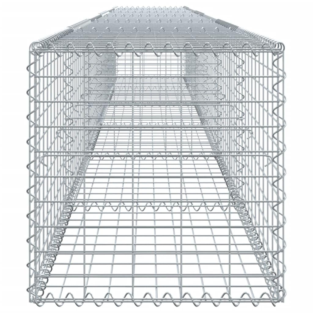 Verzinkter Steinkorb mit Deckel als Gabione für Garten ohne Steine, Gabionenkorb 600x50x50 cm aus Metall für Sichtschutz und dekorative Elemente