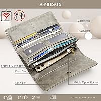 Vista 39 de Aphison - Cartera larga de cuero suave RFID para mujer, con caja de regalo