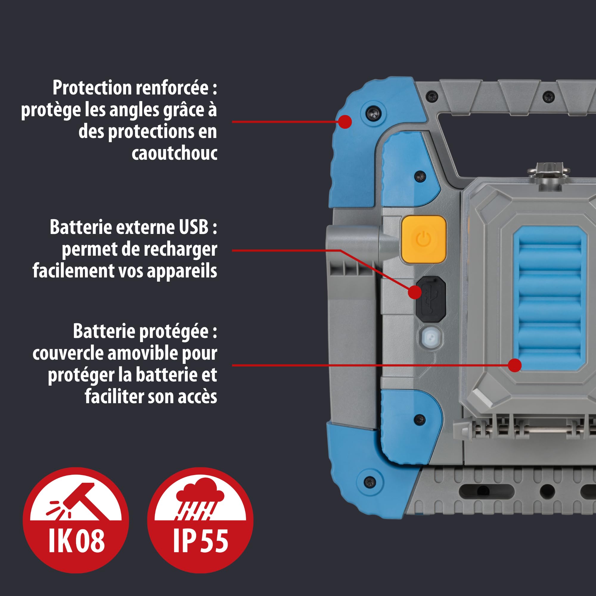 Brennenstuhl Projecteur de chantier LED BS 5000 MA rechargeable