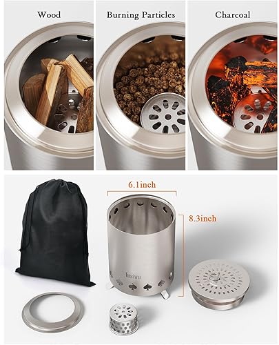 Miniatura 6 de Tusivo Fogata de mesa de 8.3 x 6.1 pulgadas, mini hoguera para mesa con soporte, estufa de bajo humo para exteriores para uso urbano y suburbio,