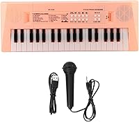 Vista 1 de Piano eléctrico de 37 teclas teclado eléctrico para principiantes con micrófono, sistema de fuente de alimentación dual carga USB o baterías Rosado