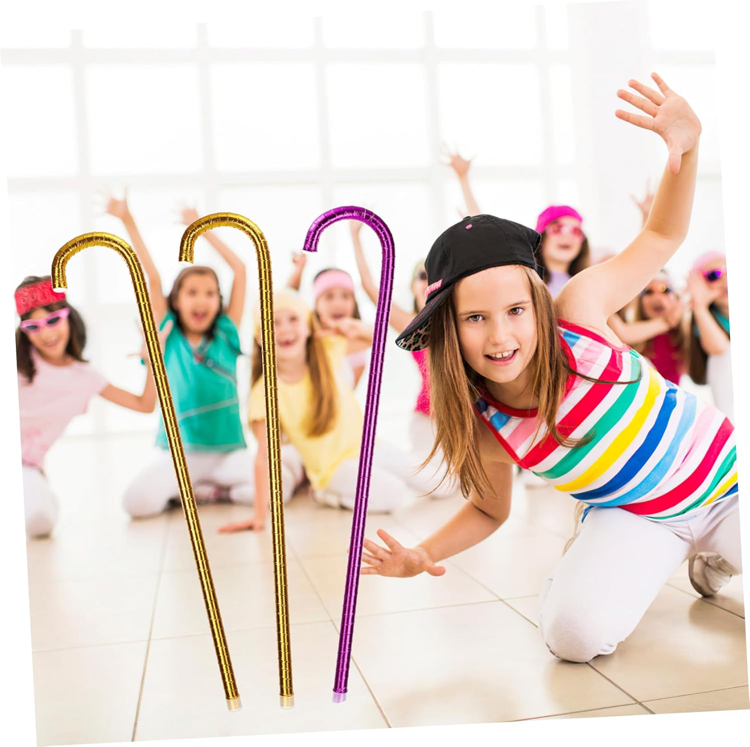 5pcs Dance Cane Dance Performance Crutch Jazz Decorative Props Walking Stick Accessory for Belly Dancing (Random Color)