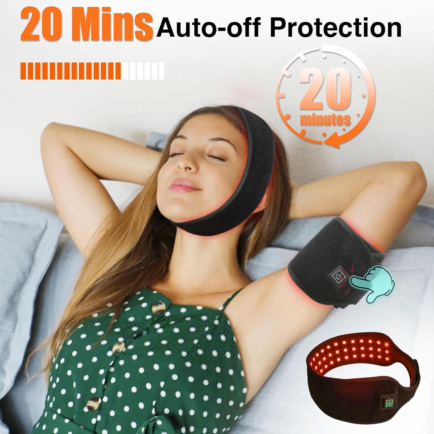 Red Light Therapy Belt for Body, 37'' Cordless Red Infrared Light Wrap for Neck Chin Knee Ankle Hand Pain Relief, 660nm & 850nm with Pulse & Heating Modes - Image 4