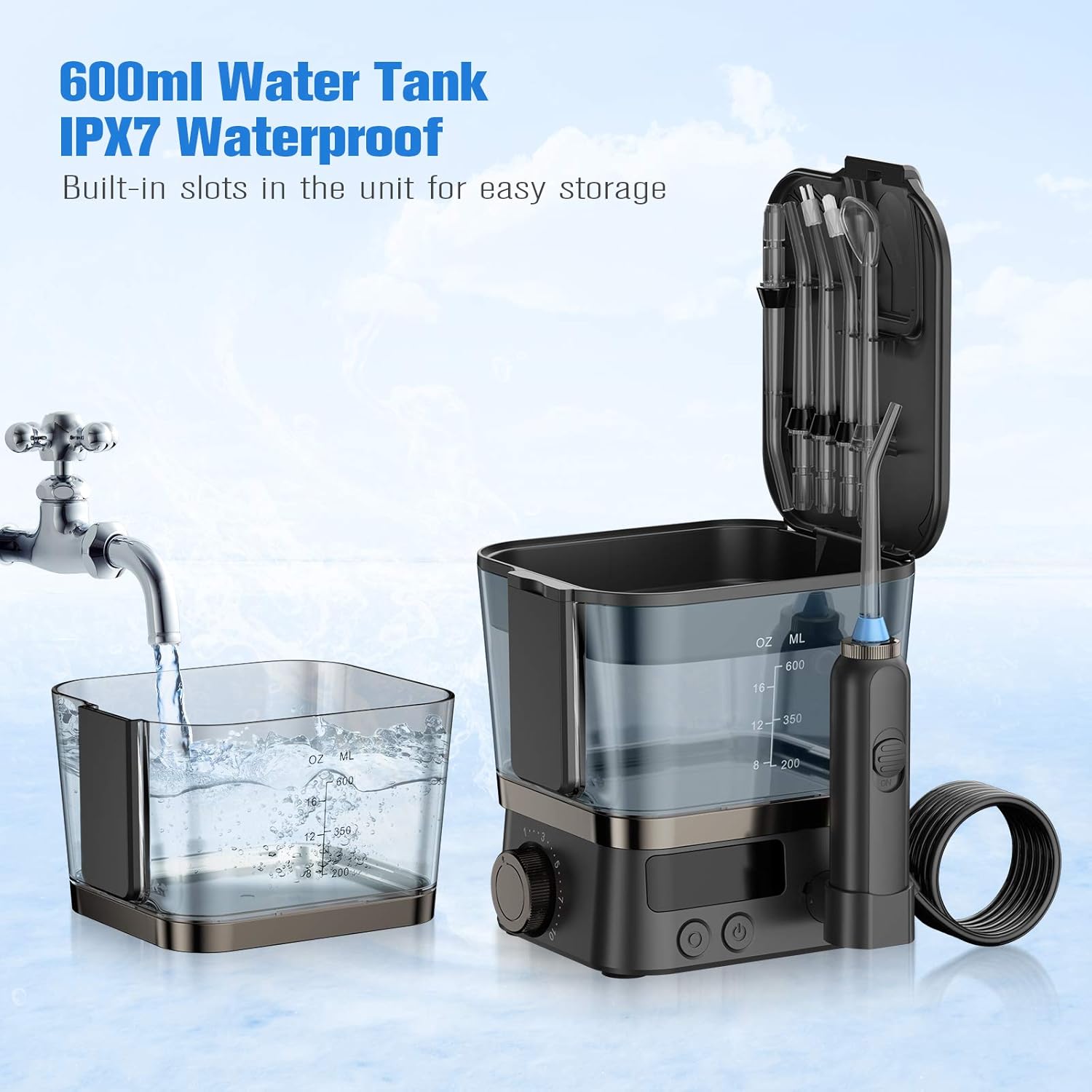 Water Flossers for Teeth 3 Modes, 600ml Water Flossing Teeth Cleaner with 10 Pressure Levels, 2500mAh Rechargeable Battery, 6 Jet Tips, LED Display, Professional Dental Oral Irrigator for Family : Beauty & Personal Care