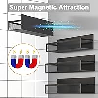 Vista 4 de Magnetic Spice Rack for Refrigerator, 4 Pack Magnetic Shelf, Fridge Magnet Organizer with Moveable 8 Hooks, Magnetic Fridge Shelf for Kitchen
